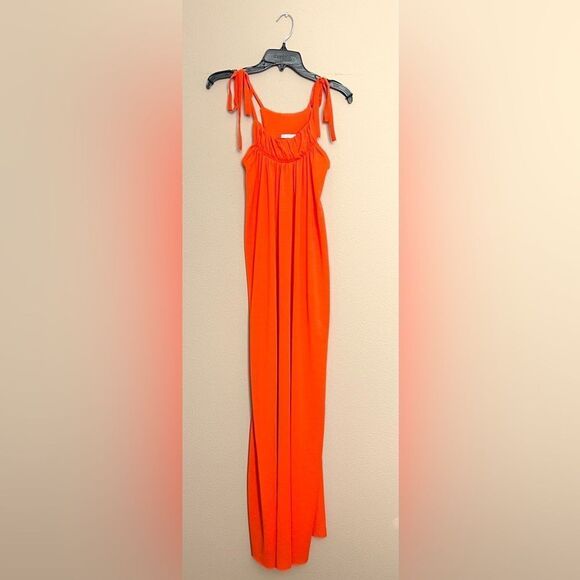 Zara Orange Tie Straps Maxi Dress - Picture 1 of 8